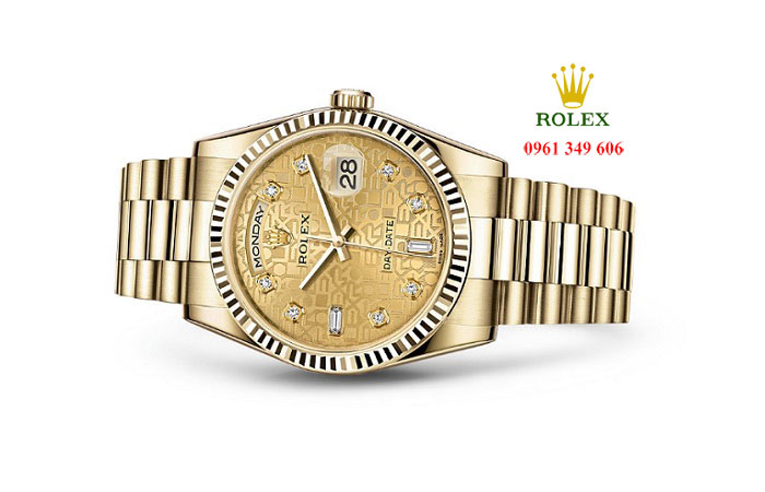Đồng hồ Rolex Day Date 36 118238-0120 Mặt số vi tính vàng Champagne