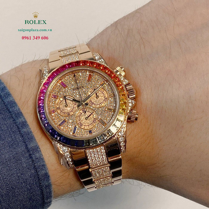 Đồng hồ Rolex đá cầu vồng 7 bảy màu Daytona 116595RBOW-0002
