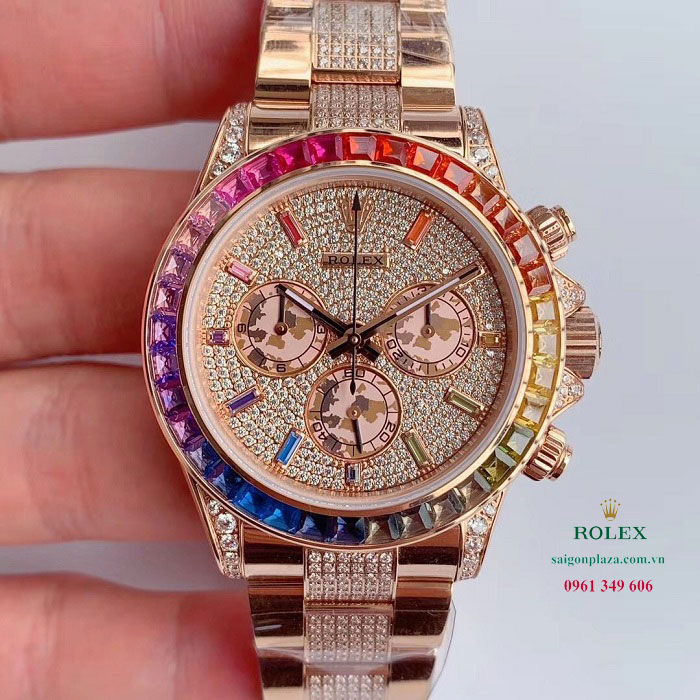 Đồng hồ nam bọc vàng hồng Rolex Daytona Rainbow 116595RBOW-0002