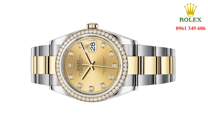Đồng hồ vàng trắng 18K đeo tay Rolex Datejust 126283RBR-0004 chính hãng