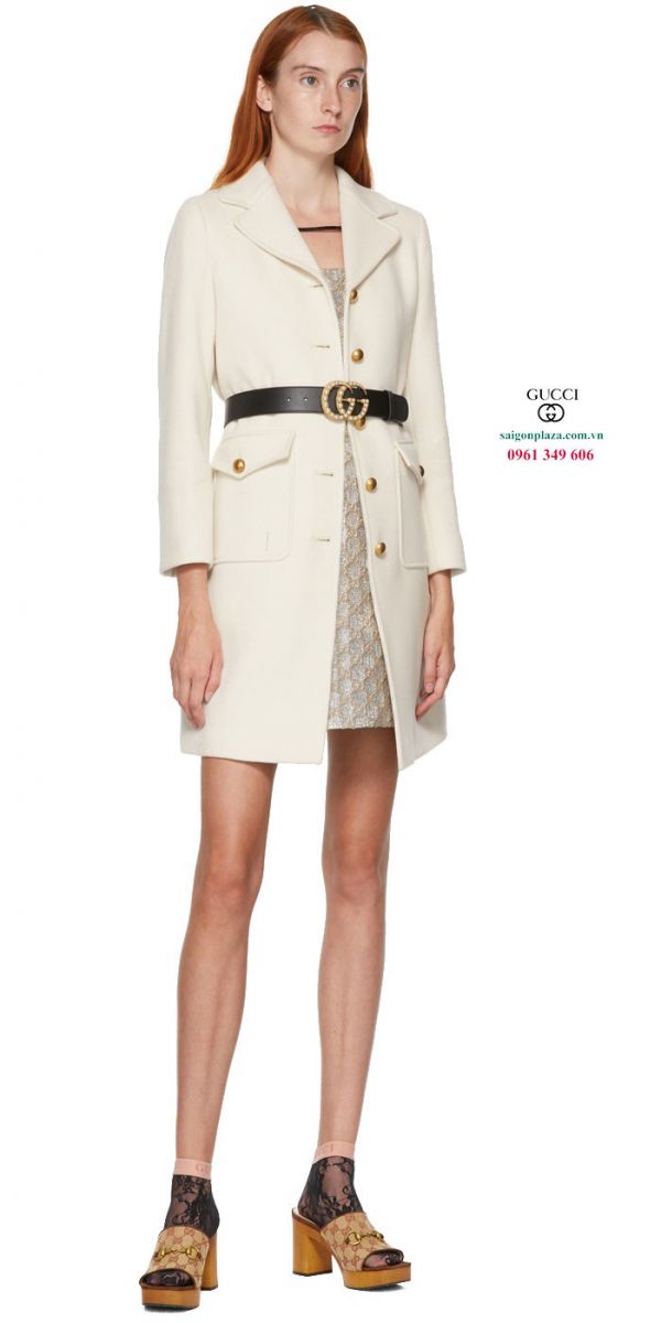 Dây thắt lưng nữ Gucci chính hãng Đà Nẵng Gucci Leather Belt With Pearl Double G 1008