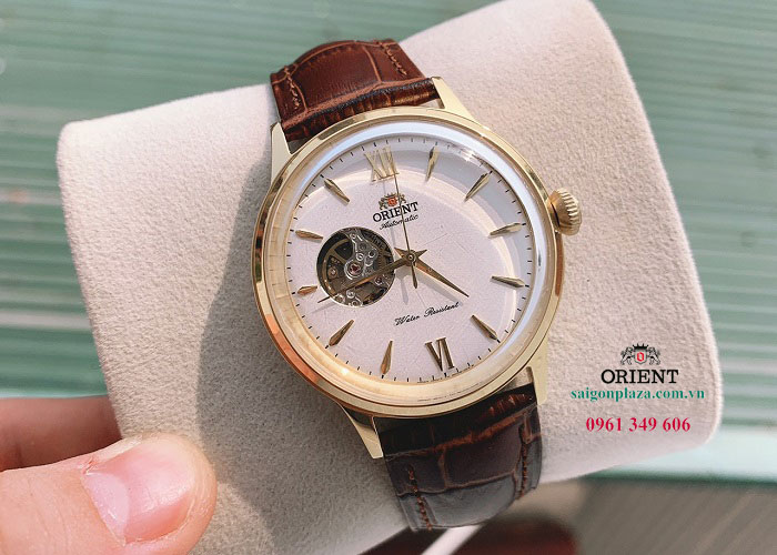 Đồng hồ Orient dây da nâu nam Orient RA-AG0024S00C mặt trắng