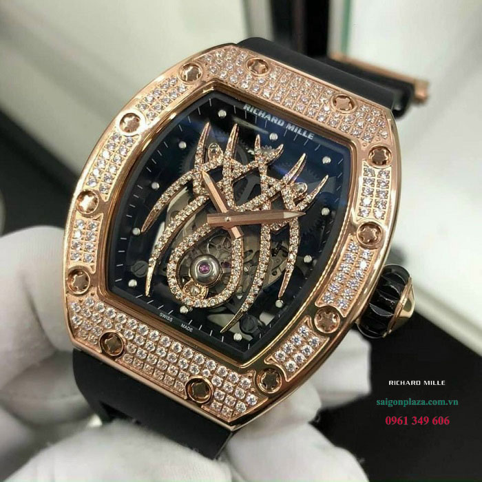 Đồng hồ kim cương vàng 18k Richard Mille RM 19-01 Tourbillon Spider