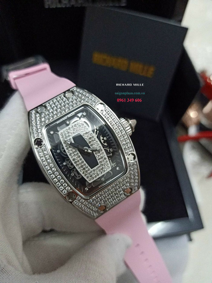 Đồng hồ Richard Mille nữ Quartz dây Silicon trắng Silver RM07-01 RG