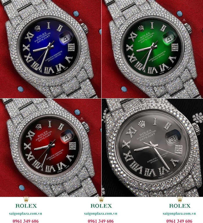 Đồng hồ Rolex Datejust II 116300 mặt xố xanh dương xanh lá đỏ xám đậm
