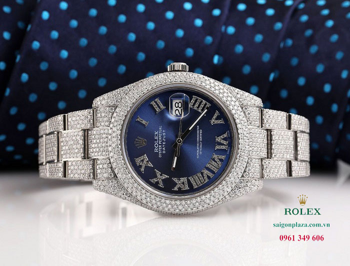 Đồng hồ Rolex mặt số xanh dương Rolex Datejust II 116300 Blue Vignette Roman
