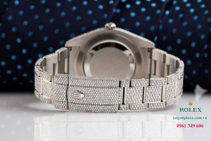 Đồng hồ nạm đá quý kim cương sáng Rolex Datejust II 116300 Roman Dial