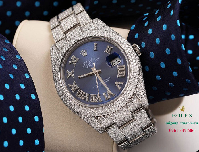 Đồng hồ nam Rolex đinh đá cao cấp sài gòn tp hcm đà nẵng mặt số la mã Rolex Datejust II 116300