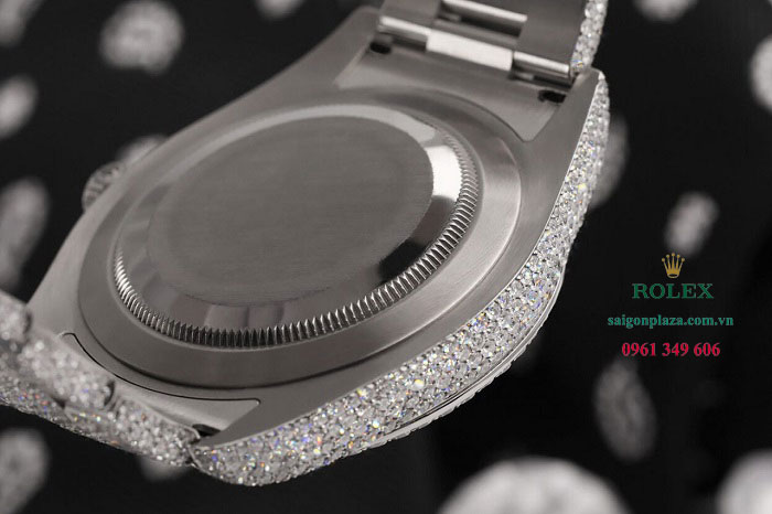 Đồng hồ Rolex mặt xám đen vỏ trắng la mã đính kim cương Rolex Datejust II 41mm 116300