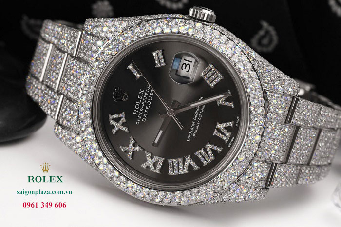 Đồng hồ hàng hiệu Long Khánh Biên Hoa Đồng Nai Rolex Datejust II 41mm 116300 Dark Grey Roman Diamond