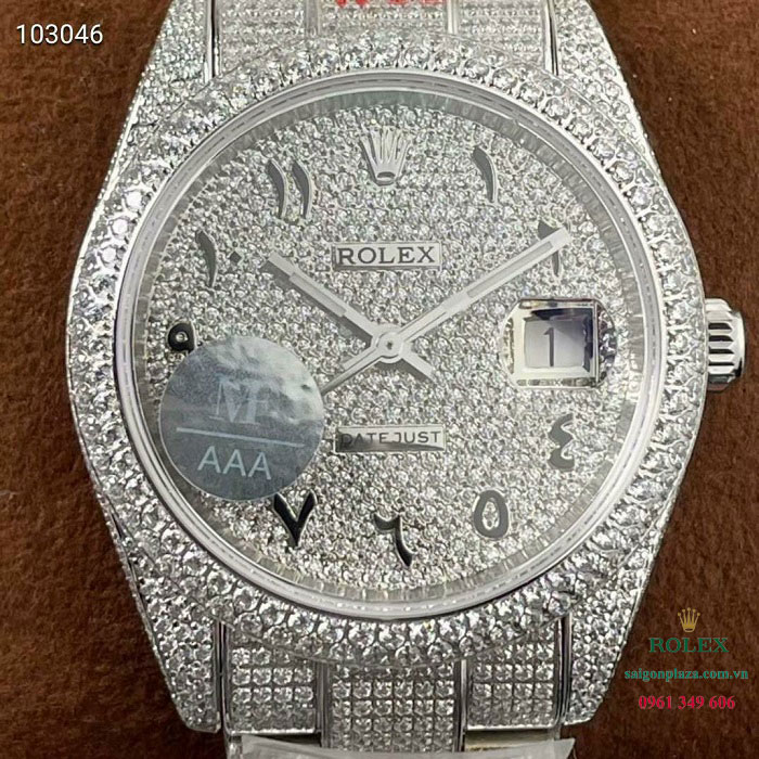 Đồng hồ bọc vàng trắng nạm kim cương Rolex Datejust II 116300 41MM