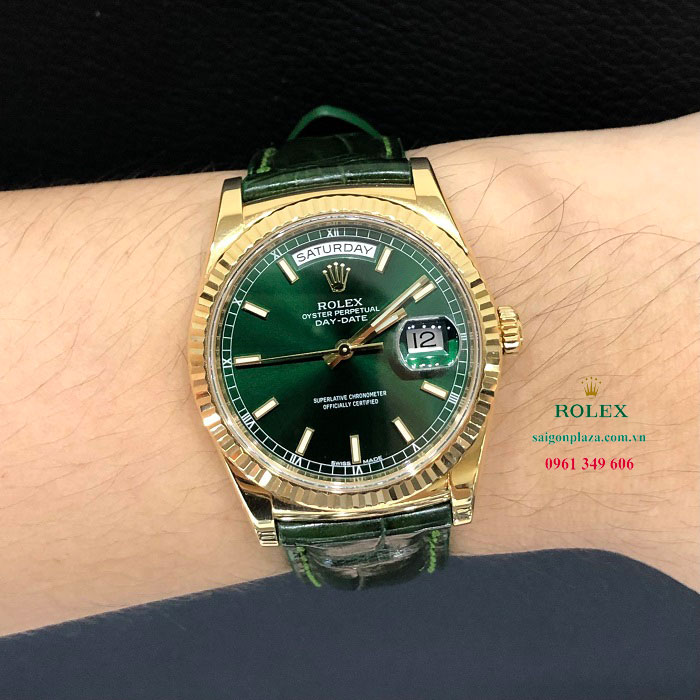 Đồng hồ nam dây da chính hãng hiệu Rolex Day Date 118138