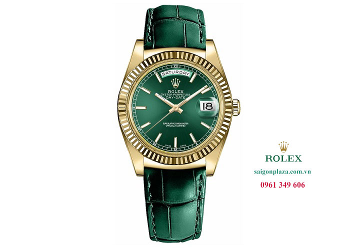 Đồng hồ Rolex Day Date 118138 mặt số xanh lá dây xanh lá vỏ vàng