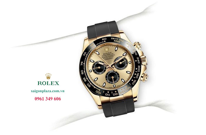 Đồng hồ mặt số vàng Champagne và đen Rolex Daytona 116518LN-0048