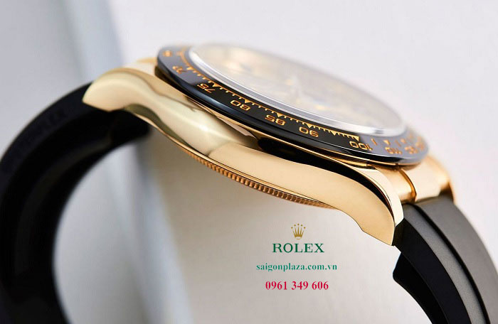 Đồng hồ Rolex dây cao su đen vỏ vàng Rolex Daytona 116518LN-0048