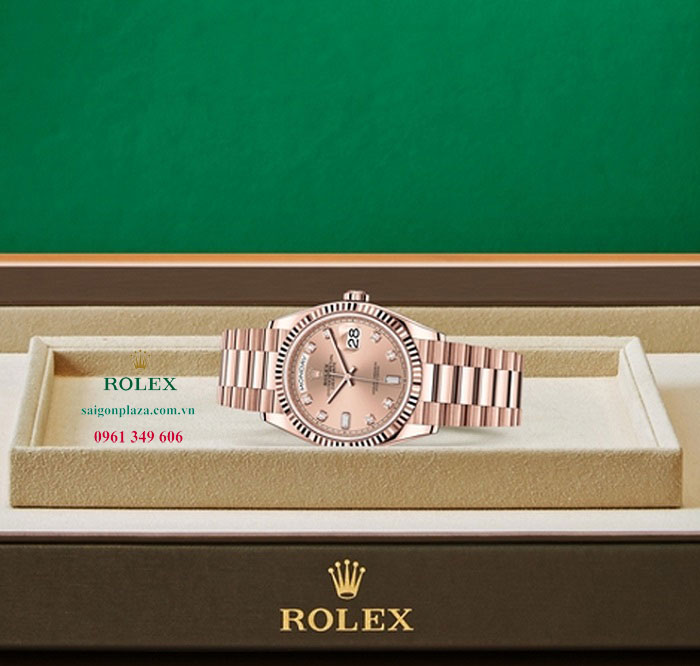 Store Rolex uy tín đồng hồ vàng hồng Rolex hàng hiệu Day-Date 128235-0009