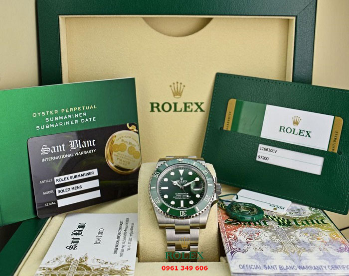 Đồng hồ Rolex mặt số xanh lá Rolex Submariner Green 116610LV
