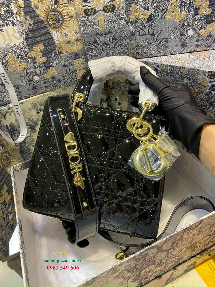 Túi xách Dior nữ chính hãng da bóng màu đen M0538OCAL_M900