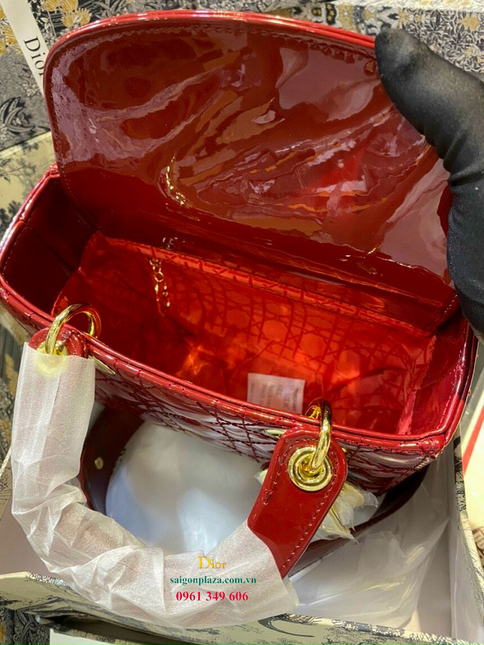 Túi Dior hàng hiệu màu đỏ lót đỏ Dior My ABCDior Bag