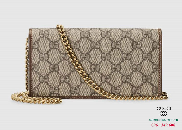 Túi nữ hàng hiệu thời trang Gucci Beige Horsebit 1955 Wallet With Chain