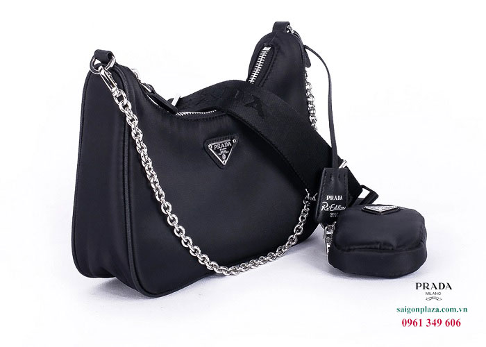 Túi Prada Re-Edititon 2005 Re-Nylon Bag chính hãng màu đen kèm ví