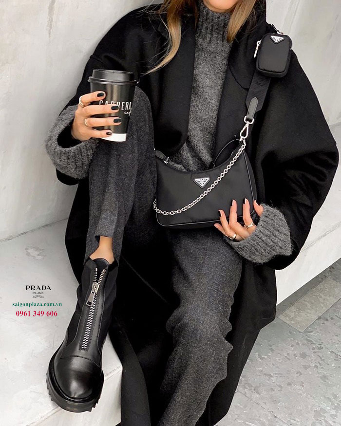 Túi nữ sang chảnh model mới nhất Prada Re-Edition 2005 Nylon chính hãng màu đen