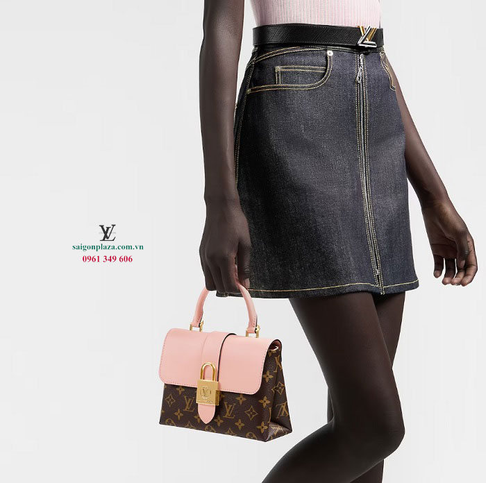 Túi nữ cầm tay hàng siêu cấp da thật LV LV Louis Vuitton Locky BB Monogram M44080 màu nâu hồng