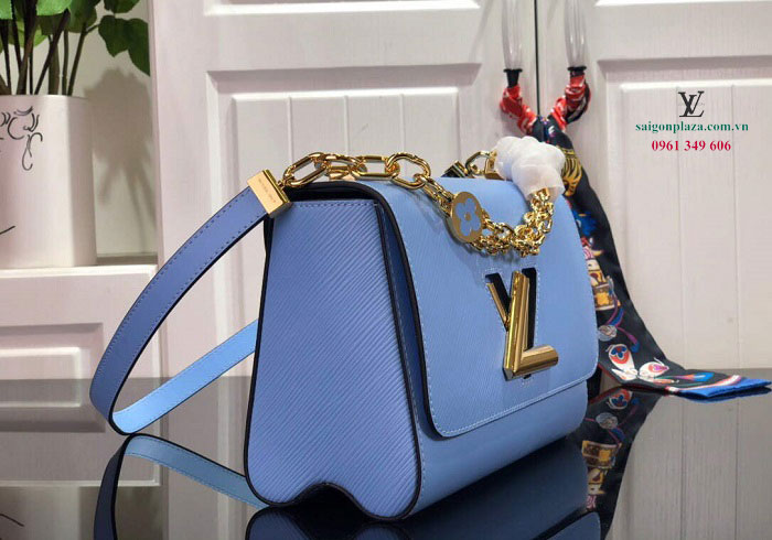 Túi xách LV Louis Vuitton Chính hãng Twist MM Epi Bleu Nuage M59627 màu xanh