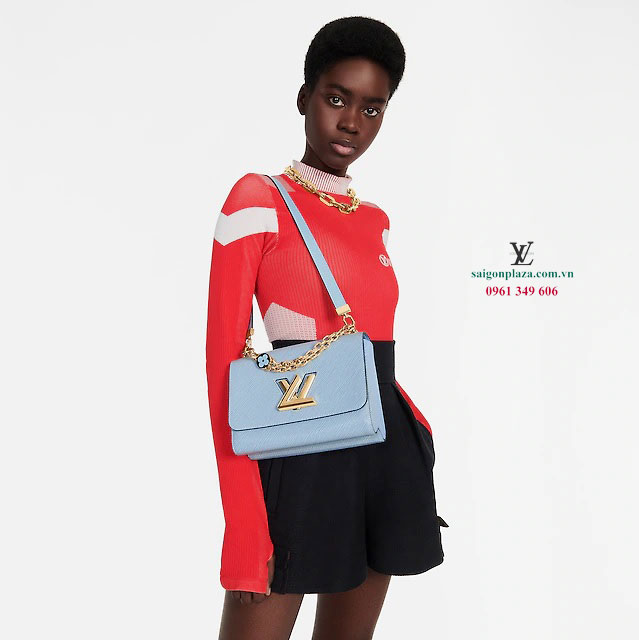 Shop túi xách nữ đẹp hàng hiệu Louis Vuitton Twist MM Epi Bleu Nuage M59627 màu xanh
