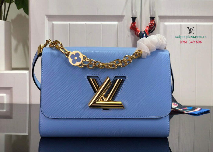 Túi xách LV nữ đẹp Louis Vuitton Twist MM Epi Bleu Nuage M59627