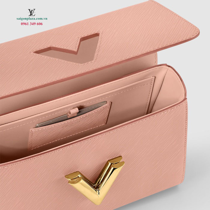Túi màu hồng da thật cao cấp LV Louis Vuitton Twist MM M21605