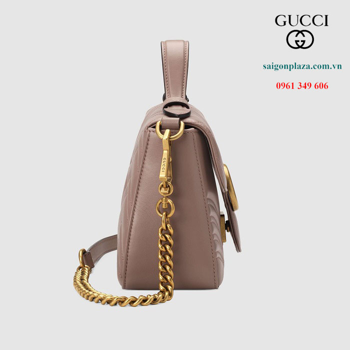 Túi xách màu hồng phối đồ Gucci GG Marmont Mini Top Handle Bag