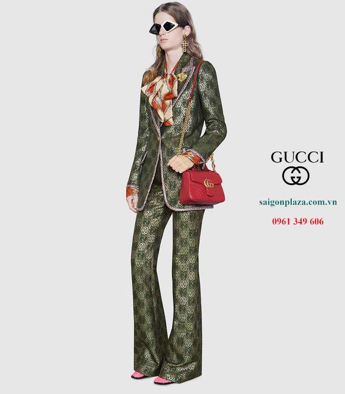 Túi xách nữ dây xích mới nhất Gucci GG Marmont Mini Top Handle Bag