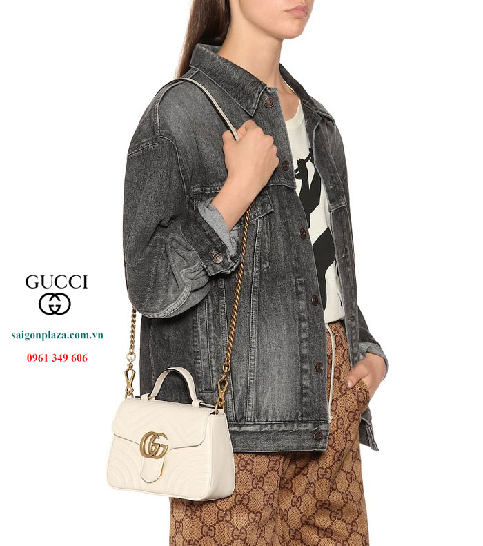 Túi xách nữ hàng hiệu Gucci GG Marmont Mini Top Handle Bag