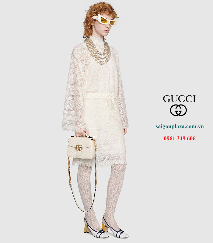 Túi xách da nữ công sở Gucci GG Marmont Mini Top Handle Bag