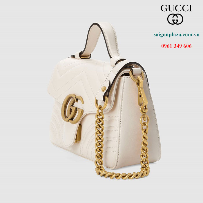 Túi Gucci da trơn Gucci GG Marmont Mini Top Handle Bag