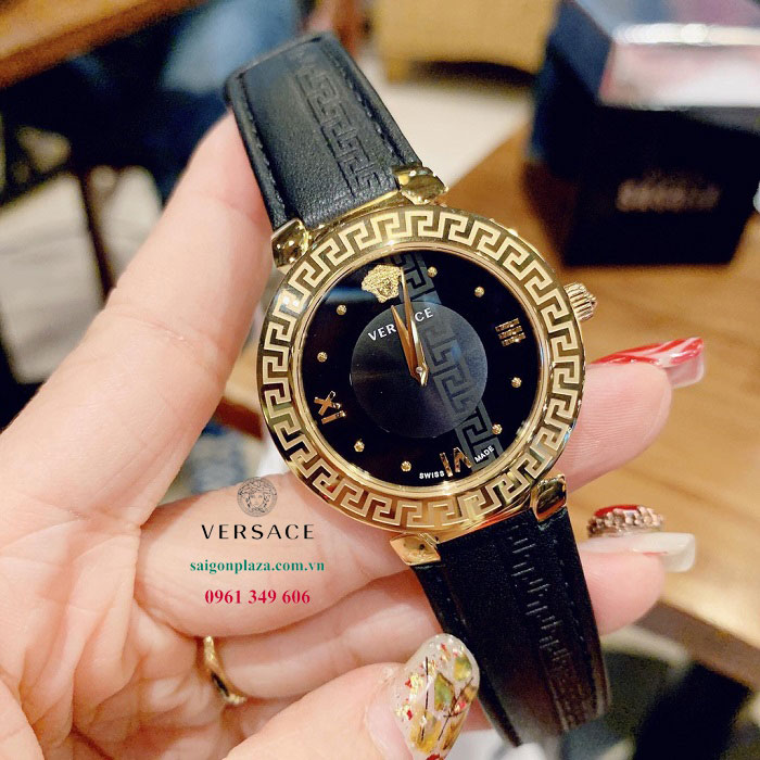 Đồng hồ nữ Versace đen dây da đẹp giá rẻ Versace V16050017