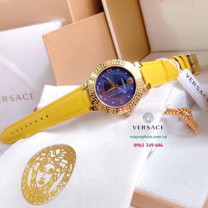 Đồng hồ Versace xanh dương quai da  nữ Versace V16090017