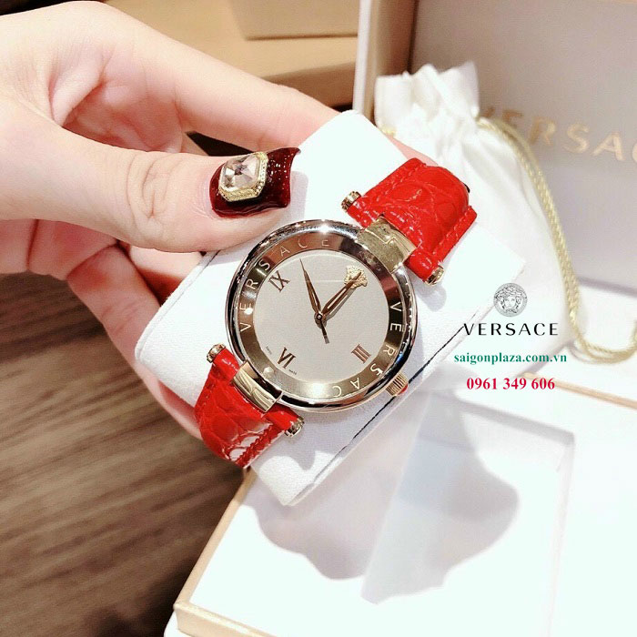 Đồng hồ Versace nữ mặt trắng dây đỏ Versace Revive VAI220016