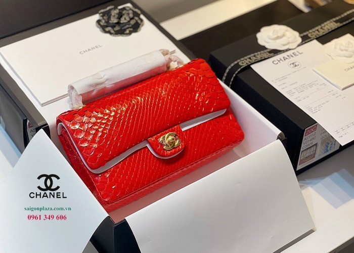 Túi nữ siêu cấp Chanel Classic da mãng xà nguyên miếng