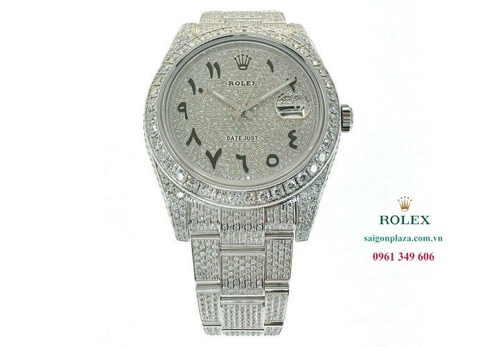 Đồng hồ nam hàng hiệu Rolex Datejust II 116300 Arabic Script Pave Diamond