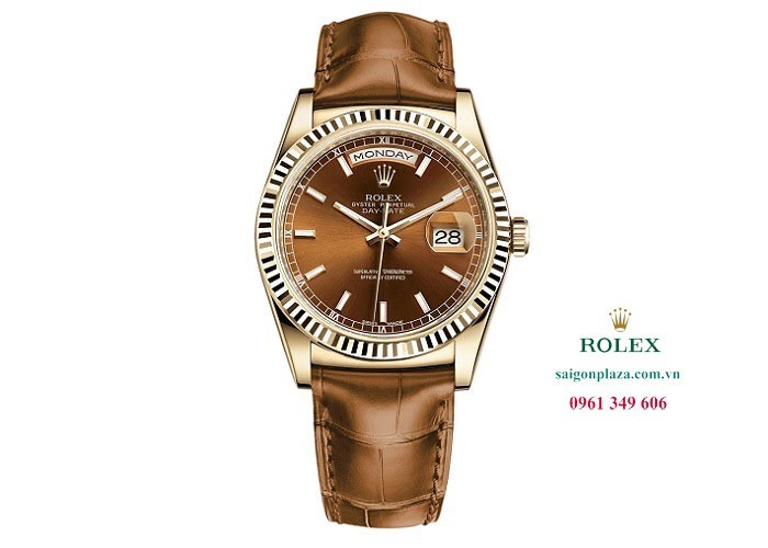 Đồng hồ nam dây da cao cấp Rolex Day-Date 118138