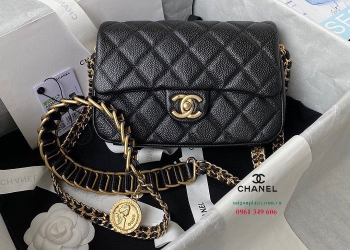 Túi da nữ siêu cấp Chanel Grained Calfskin AS2528 màu đen